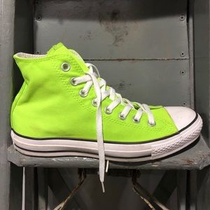 Neon Green high top Converse
